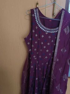 Burgundy &amp; Silver Embellished Dress