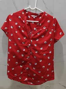 Red Sheep Print Blouse