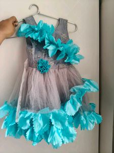 Cute Blue & Grey Party Dress