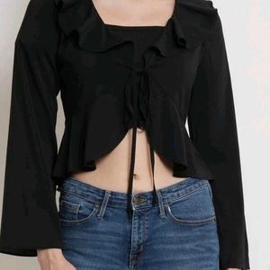 Black Tie-up Shrug (Jacket) Top