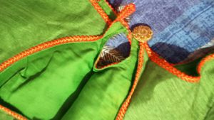 Green Saree With Red Velvet Border And Blouse