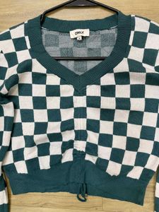 ONLY Green Checkered Cropped Top