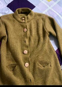 Elegant Olive Green Knit Coat