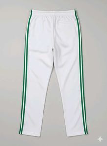 White &amp; Green Track Pants