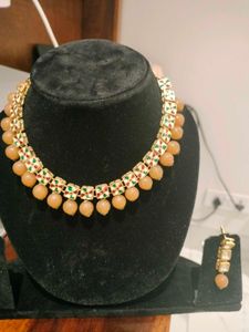 Fix Price Peach Kundan Necklace Set