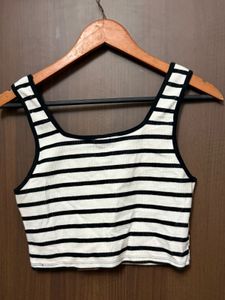 H&amp;M Striped Crop Tank Top