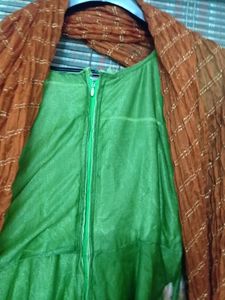 Personalized Heavy Flared Olive Green Anarkali