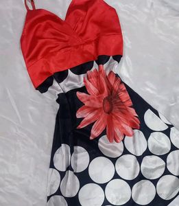 Red Satin Babydoll Dress