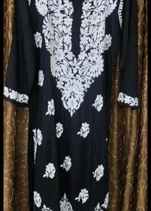 Lucknowi handwork Floral chicken kari Kurta
