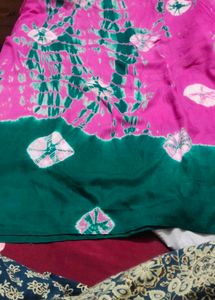 bandhni tie and dye Pink &amp; Green Dress