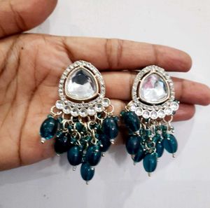 Drak Green or Teal Colour Earrings