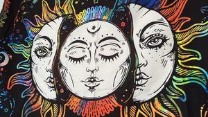 Meditating moon Cloth Wallpaper Glows In Dark