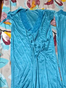 Blue Satin Nightsuit