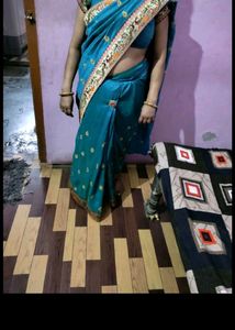 One Time Used Saree With Stiched Blouse Bust 36