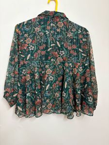 Myntra Floral Sheer Blouse Top