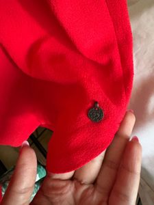 Mango Red 3/4 Sleeve Shift Dress