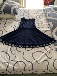 Navy Velvet Fit & Flare Dress