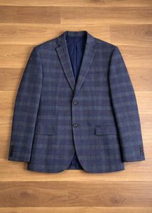 Stylish Blue Checkered Blazer
