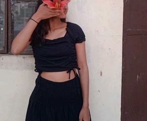 Black Cotton Cottage Crop Top