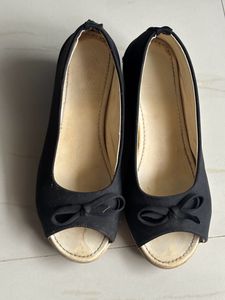 Black Peep Toe Wedges