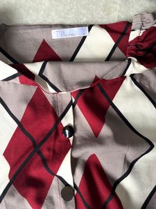 Red Cream Symmetrical Design Shirt