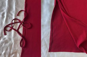 Forever21 Maroon Red Ribbed Midi Bodycon Dress