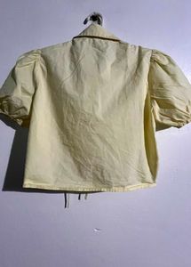 Cream Puff Sleeve Tie-Front Top