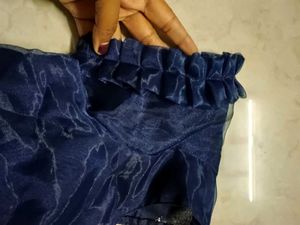 Elegant Blue Blouse with Ruffled Sleeves