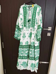 Green Floral Frock Dress