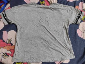 Gray Striped Graphic Tee