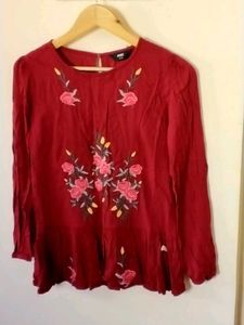 Maroon Floral Top