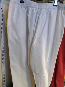 White Linen Blend Trousers