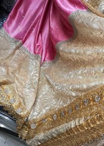 Elegant Pink &amp; Gold Saree