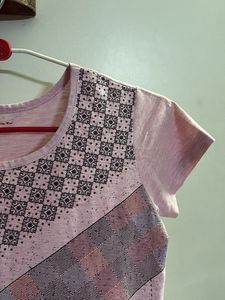 Cute Pink Patterned Long Top