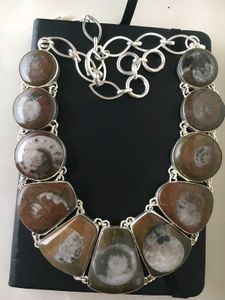 92.5 Sterling Silver Unique Stone Necklace