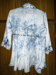 Denim look cotton top