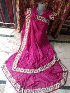 Pink Embellished Saree