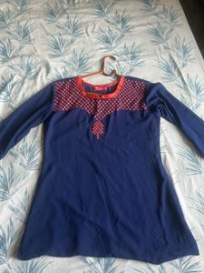 Kaira&#39;s Navy Blue Embroidered Tunic