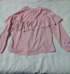 Pink Ruffle Long Sleeve Top
