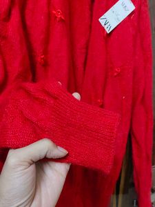 Red Knit Cardigan