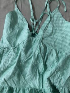 Green Striped Halter Top