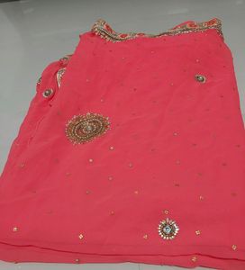 Saree With Stone Work &amp; Beautiful Lays