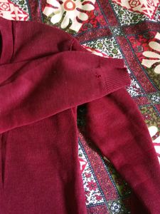 Burgundy V-Neck Sweater