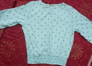 Sky Blue Coloured Clinched Waist Top