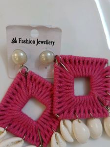 Pink Boho Crochet Earring