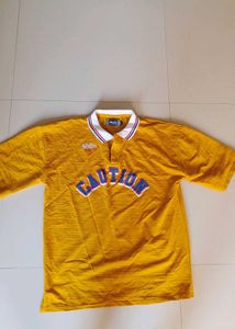 Vintage Caution Graphic Polo Shirt