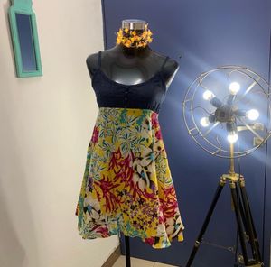 Floral Sundress with Denim Top