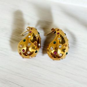 Diamond Studded 18K Gold Plated Studs