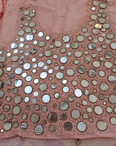 Mirror Work Unstitched Lehenga Choli &amp; Dupatta