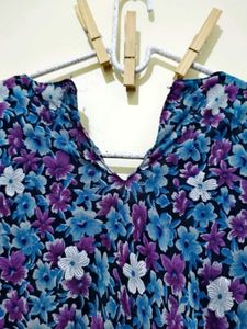 Floral Print Anarkali Kurta Pyjama Dupatta Set